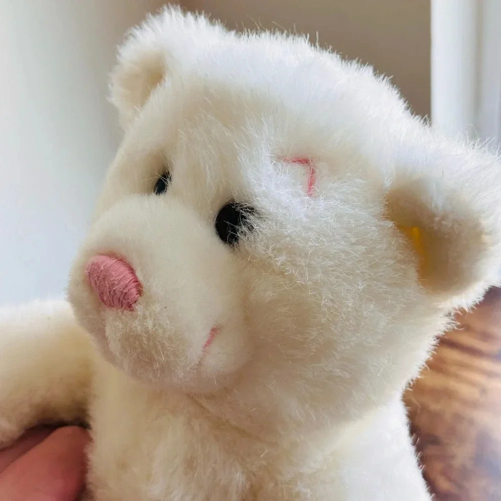 Build A Bear Vintage White Teddy with Pink Nose and Stitch